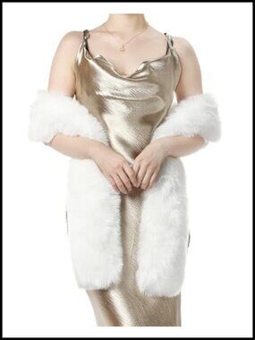Faux Fur Shawl Wrap Winter Scarf Fluffy Long Coverup for Women